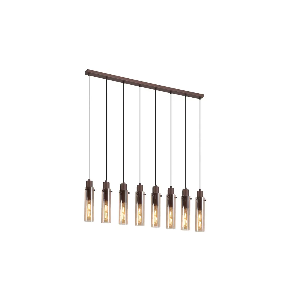 Sweden II 5Lt/8Lt Bar Pendant - Mocha Metal & Amber Glass - Image 2
