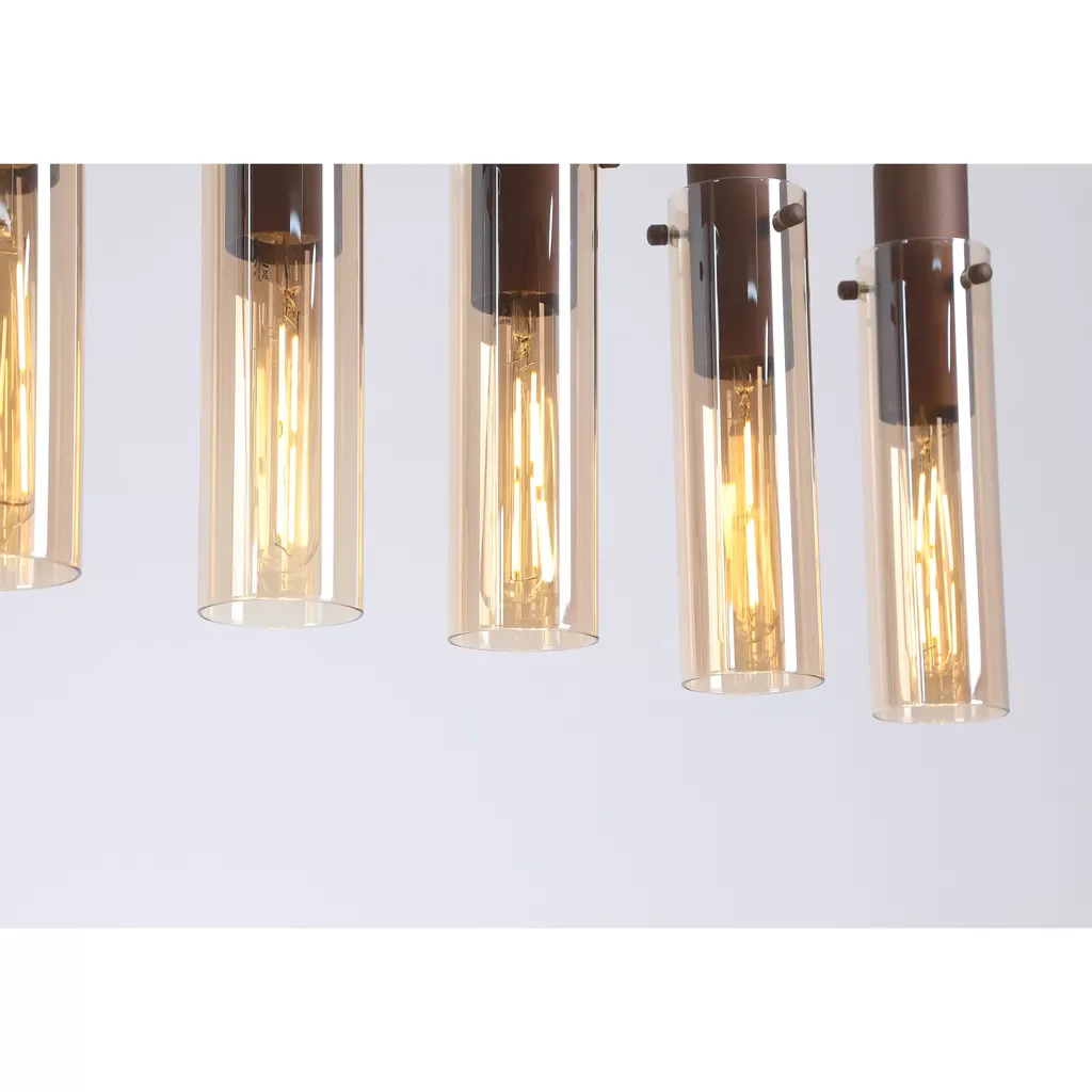 Sweden II 5Lt/8Lt Bar Pendant - Mocha Metal & Amber Glass - Image 5
