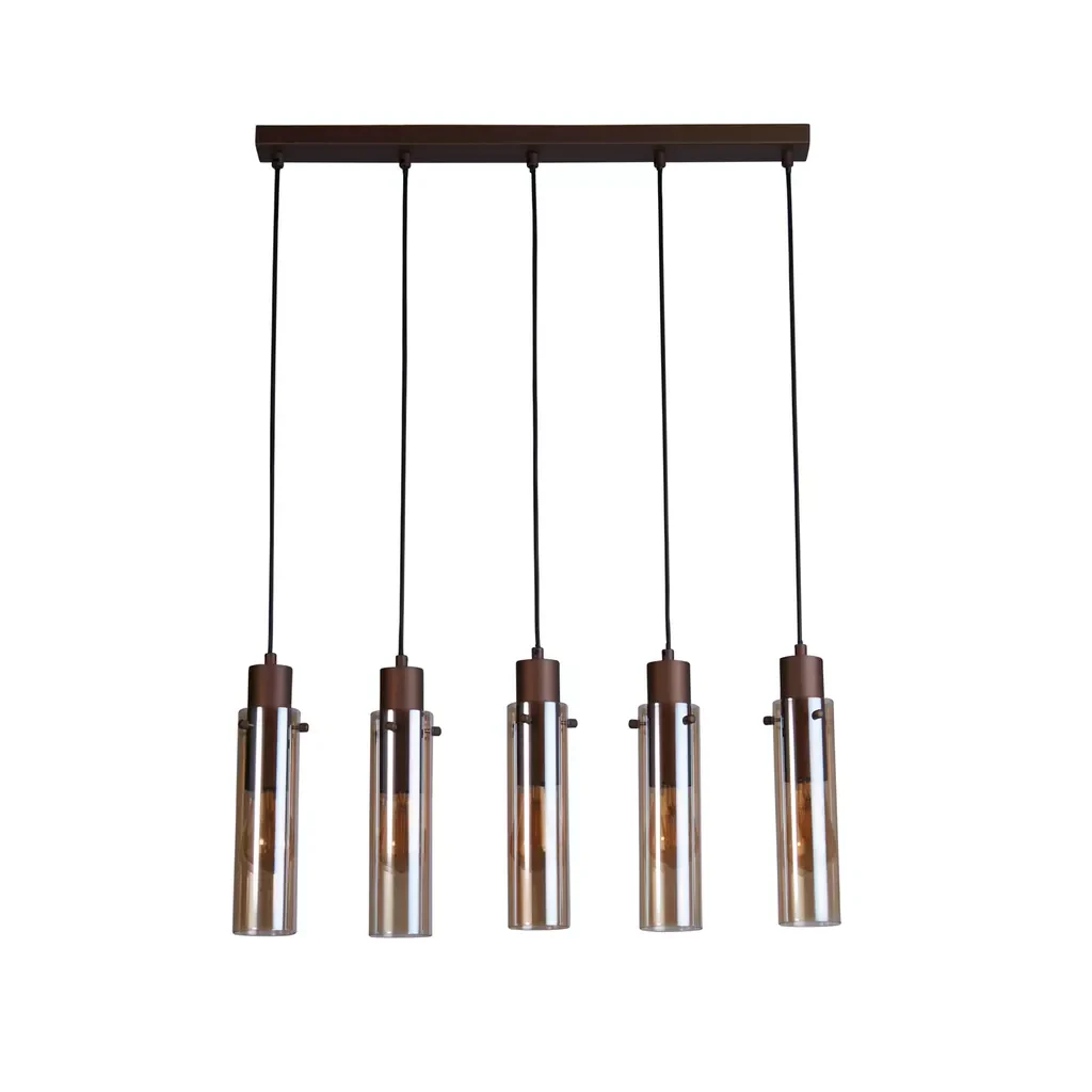 Sweden II 5Lt/8Lt Bar Pendant - Mocha Metal & Amber Glass - Image 8