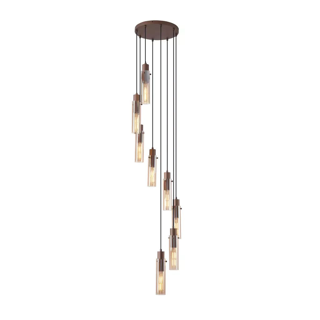 Sweden II 8Lt Multi Drop - Mocha Metal & Amber Glass
