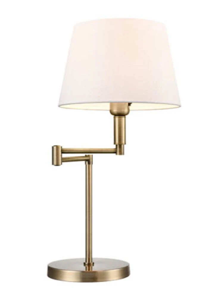 Southwell Swing Arm Table Lamp With Shade- Gold& Silver Finishes - Image 2