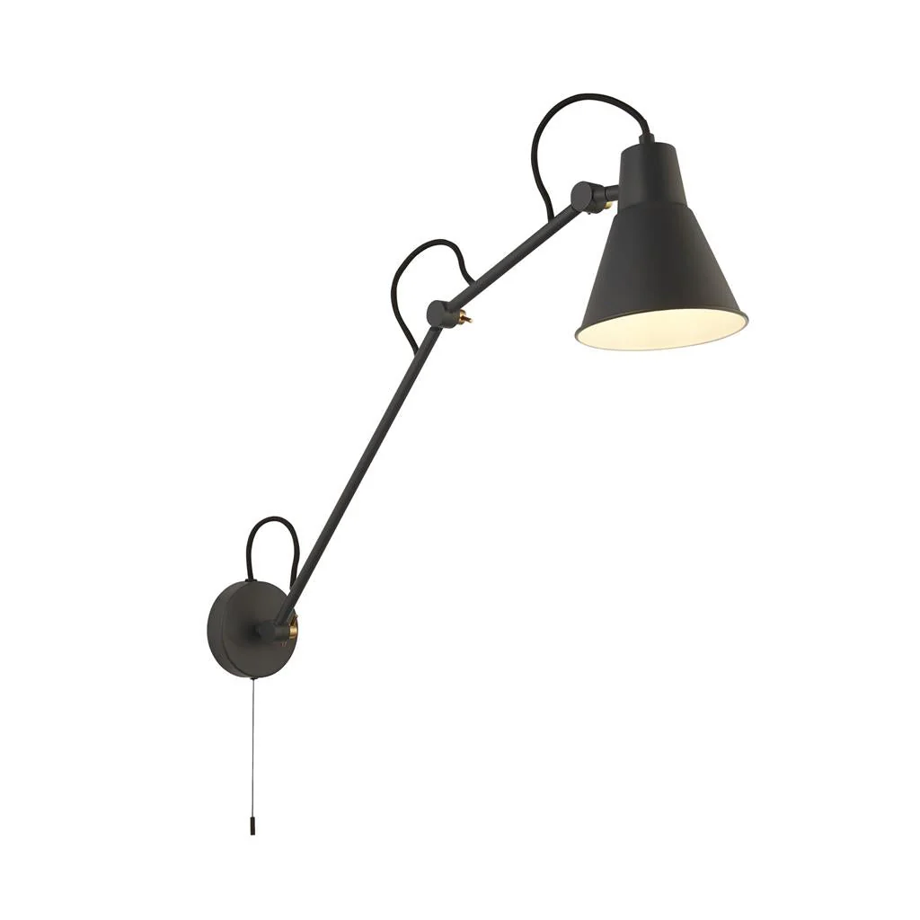 Swing Small/ Medium/Large Arm Wall Light - Brass/Grey/Matt Black & Gold Metal E27 - Image 11