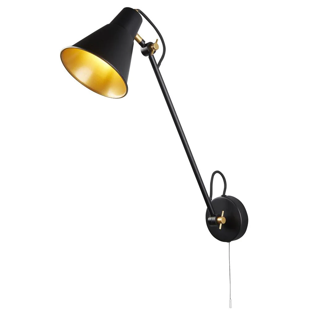 Swing Small/ Medium/Large Arm Wall Light - Brass/Grey/Matt Black & Gold Metal E27 - Image 12