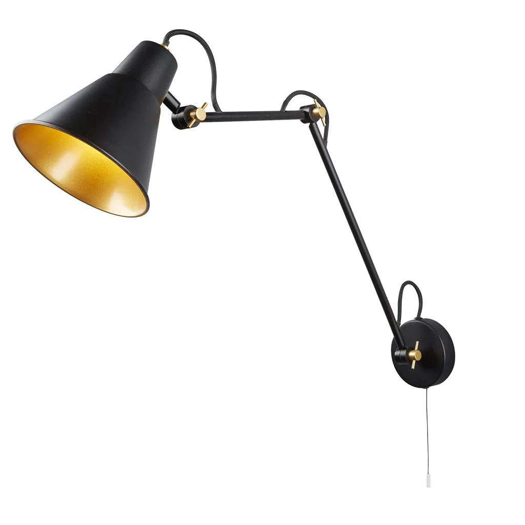 Swing Small/ Medium/Large Arm Wall Light - Brass/Grey/Matt Black & Gold Metal E27 - Image 13