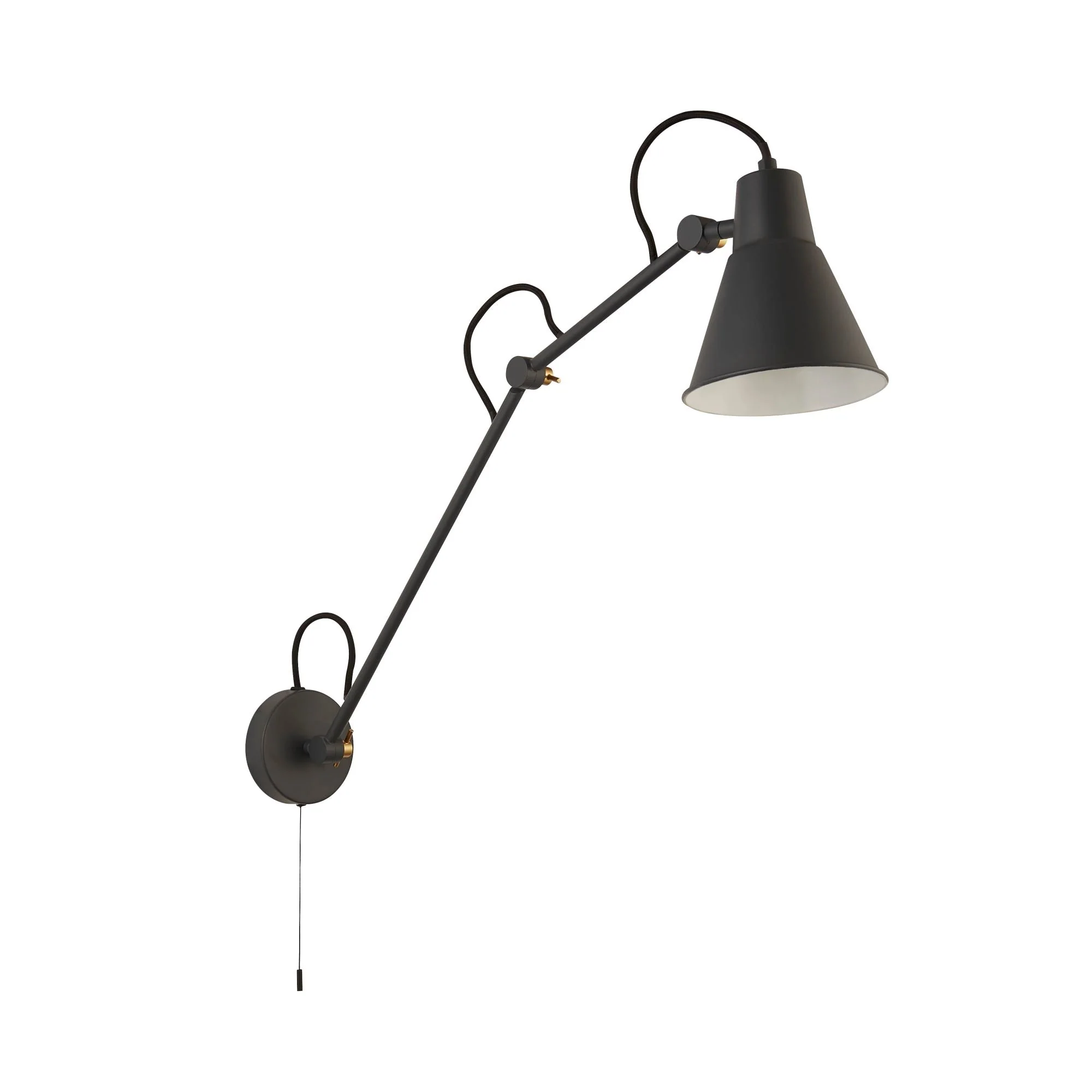 Swing Small/ Medium/Large Arm Wall Light - Brass/Grey/Matt Black & Gold Metal E27 - Image 3