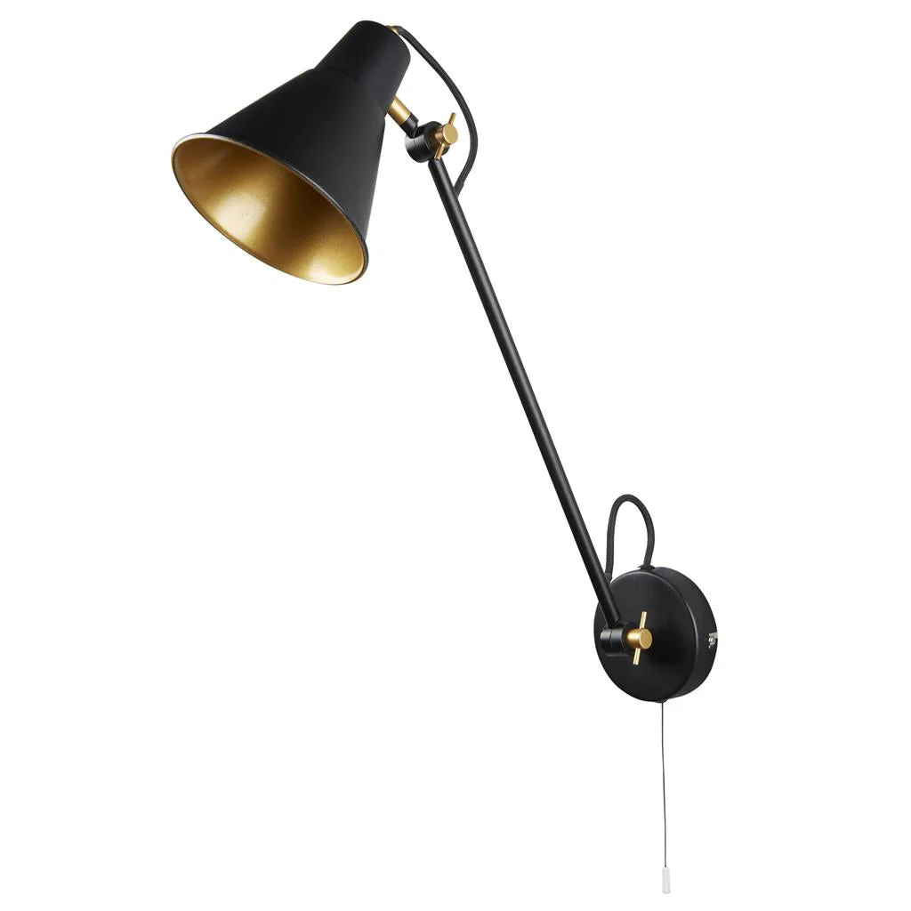 Swing Small/ Medium/Large Arm Wall Light - Brass/Grey/Matt Black & Gold Metal E27 - Image 5