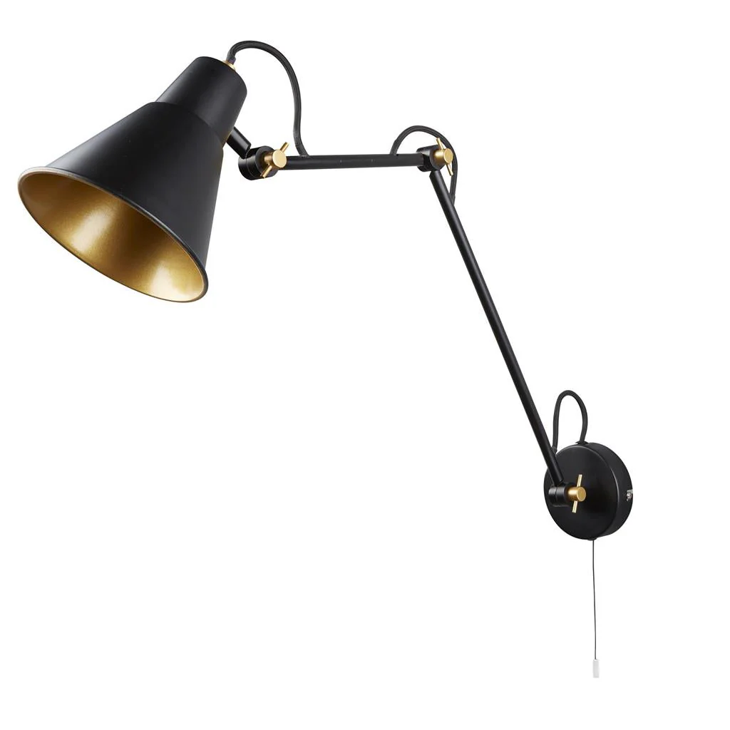Swing Small/ Medium/Large Arm Wall Light - Brass/Grey/Matt Black & Gold Metal E27 - Image 8