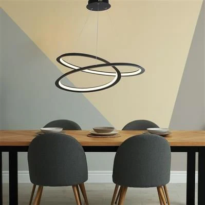 Swirl LED Ceiling Pendant - Sand Black & Opal - Image 5