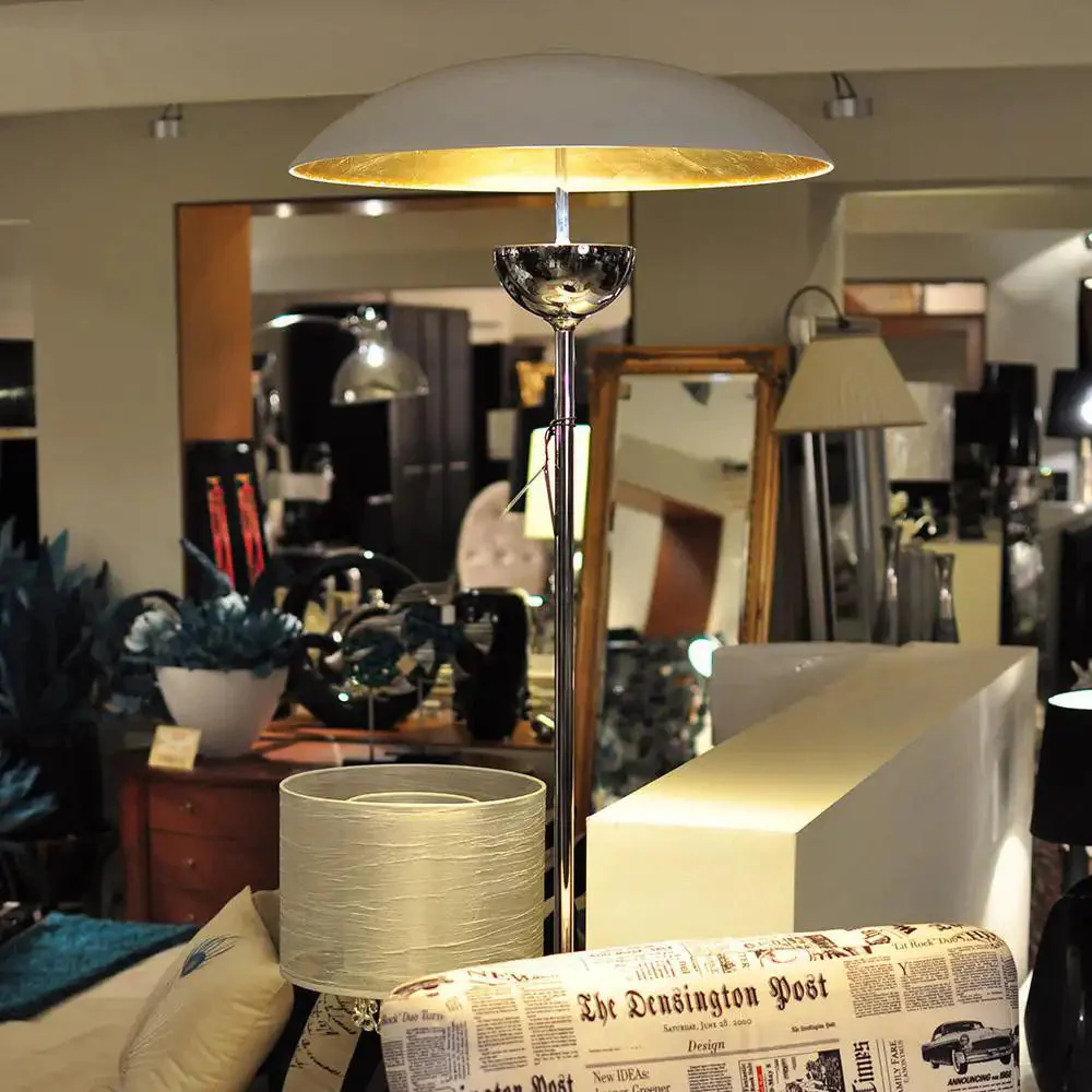 Sydney Floor Lamp Chrome with Matt White & Gold Base - Image 4