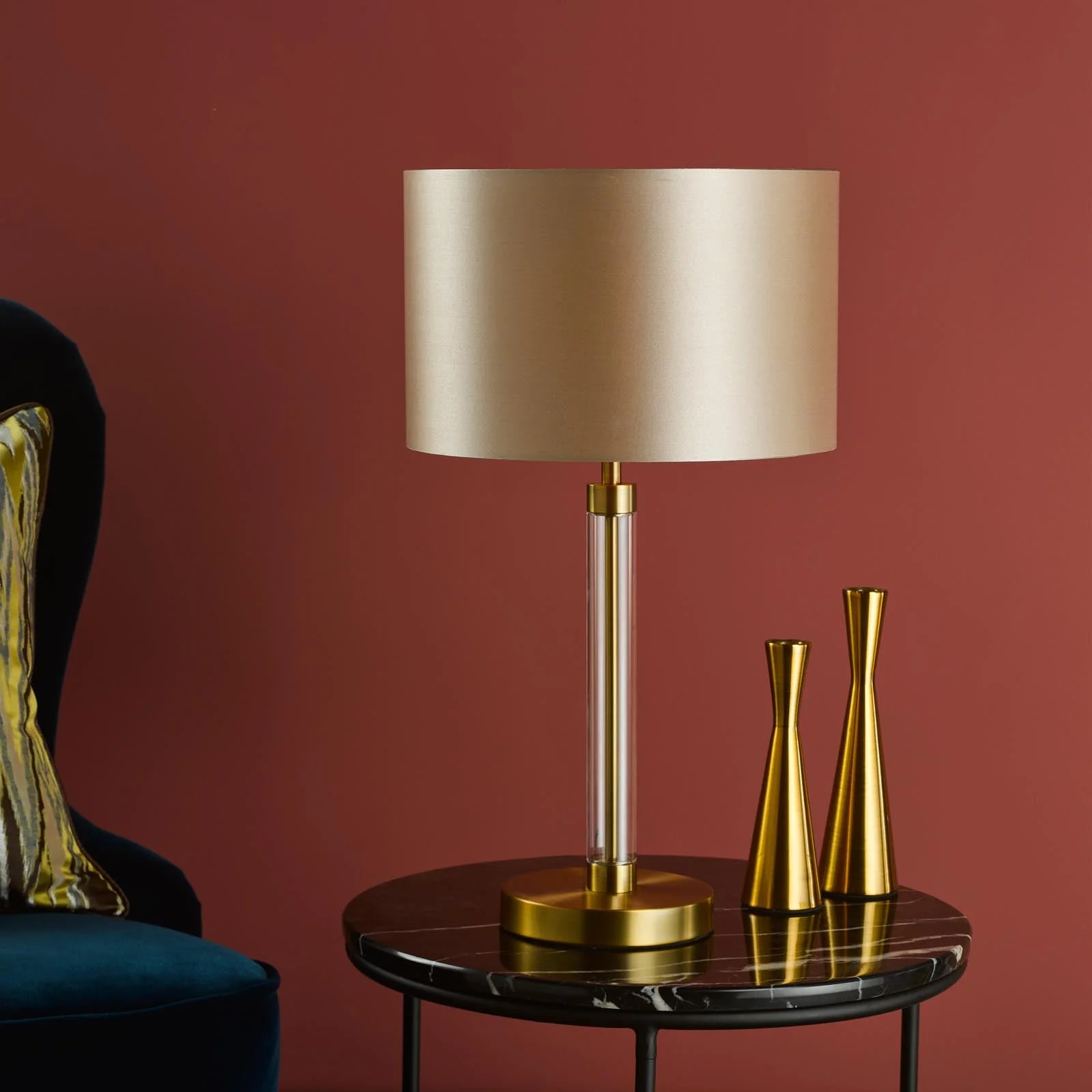 Sylvester Table Lamp Antique Brass and Glass- Base Only - Image 3