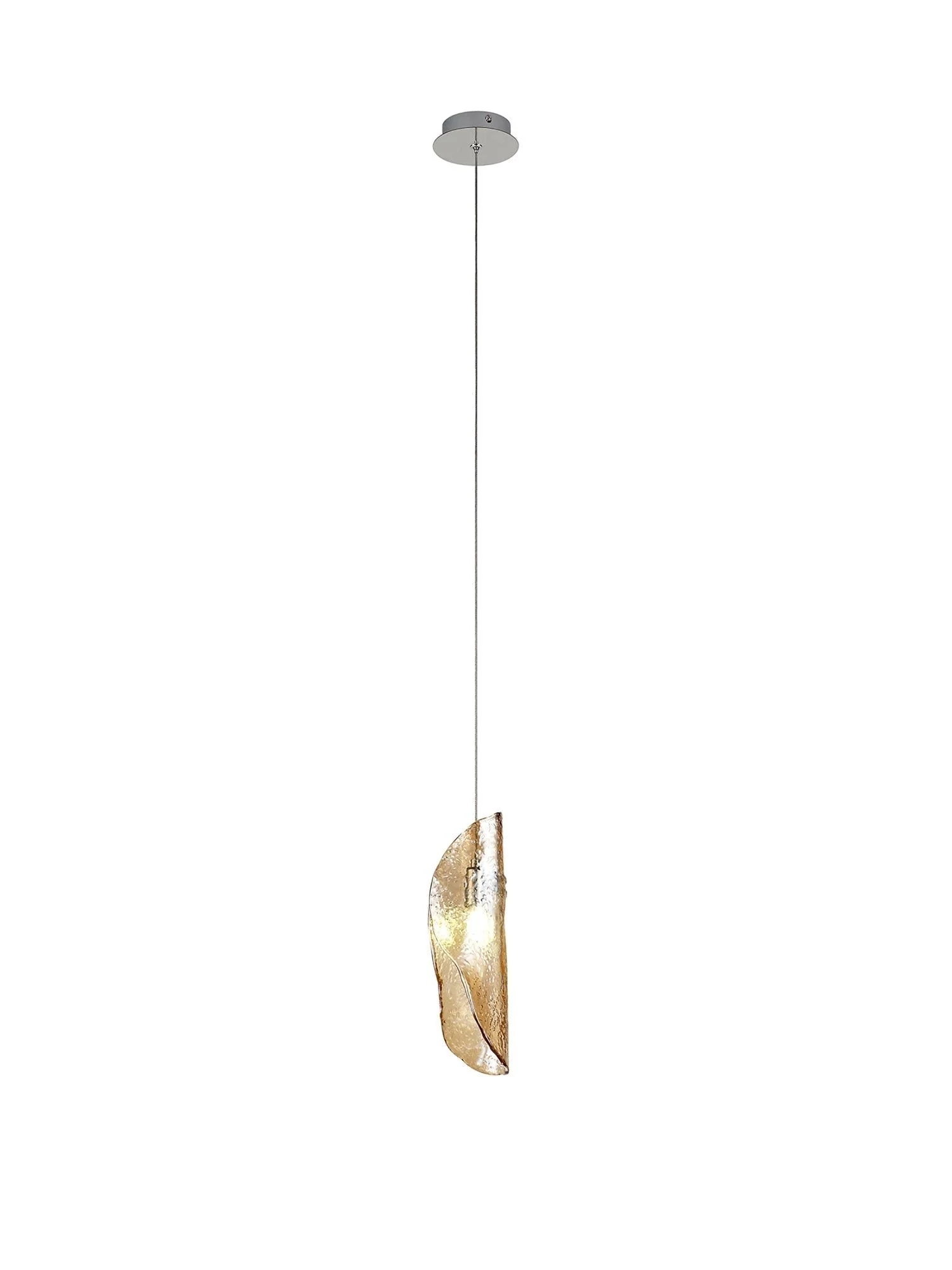Syros Pendant 1lt, Polished Chrome/Amber Glass/Clear Glass/Smoked Glass - Image 13