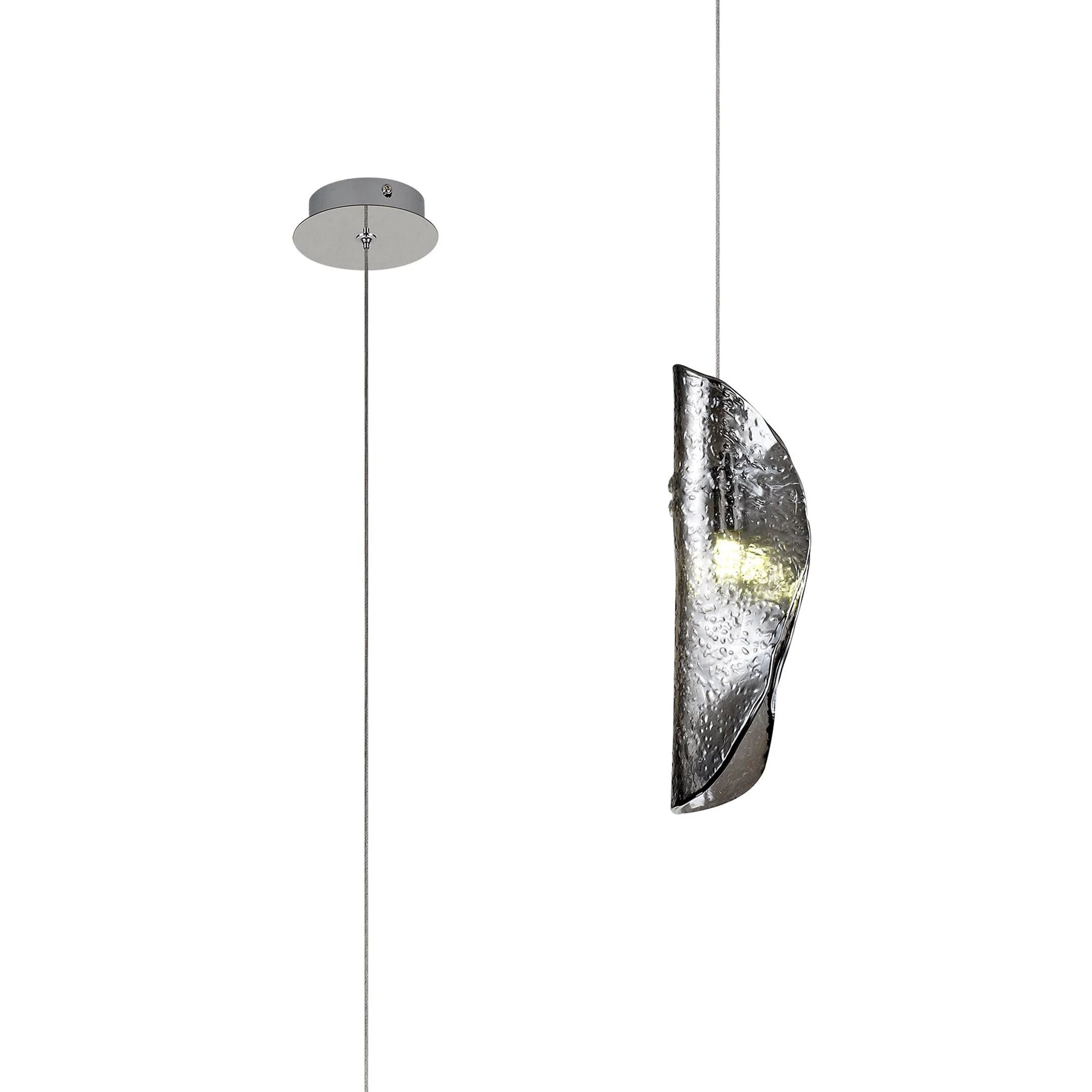 Syros Pendant 1lt, Polished Chrome/Amber Glass/Clear Glass/Smoked Glass - Image 6