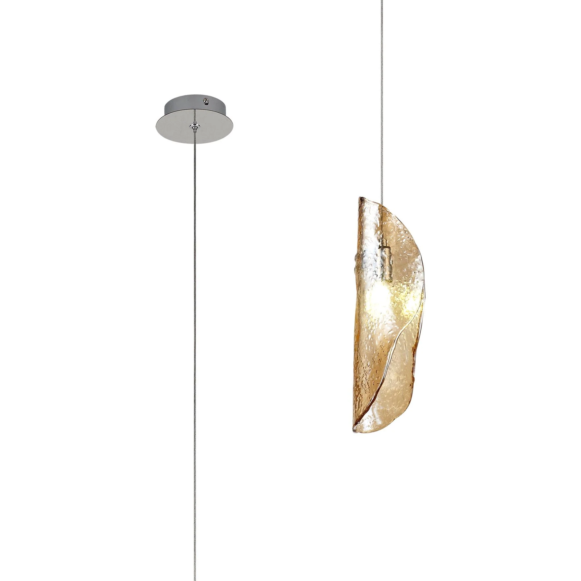 Syros Pendant 1lt, Polished Chrome/Amber Glass/Clear Glass/Smoked Glass - Image 9