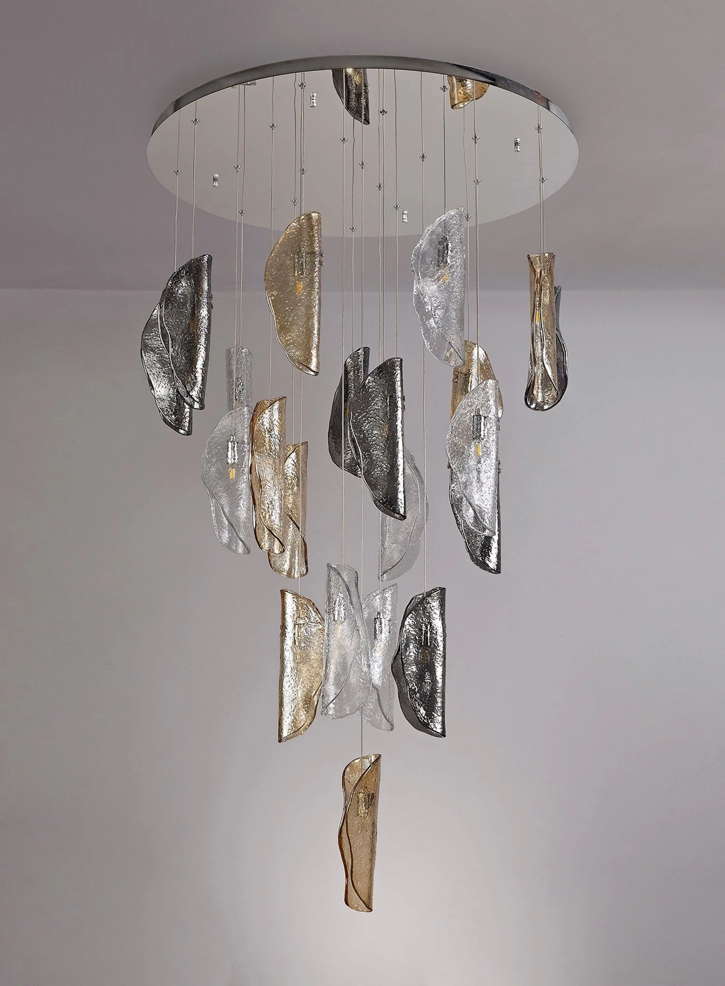 Syros Pendant 5m, 21 x G9, Polished Chrome/Clear & Amber & Smoked Glass Item Weight: 28.1kg - Image 2