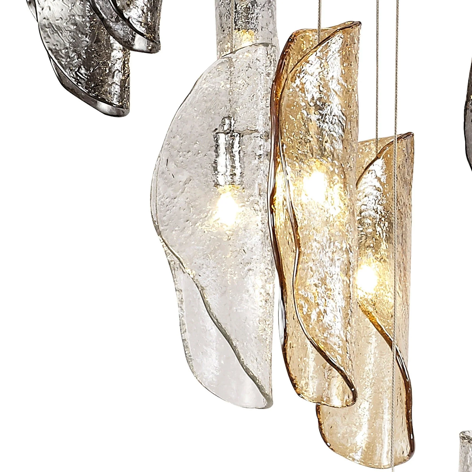 Syros Pendant 5m, 21 x G9, Polished Chrome/Clear & Amber & Smoked Glass Item Weight: 28.1kg - Image 4