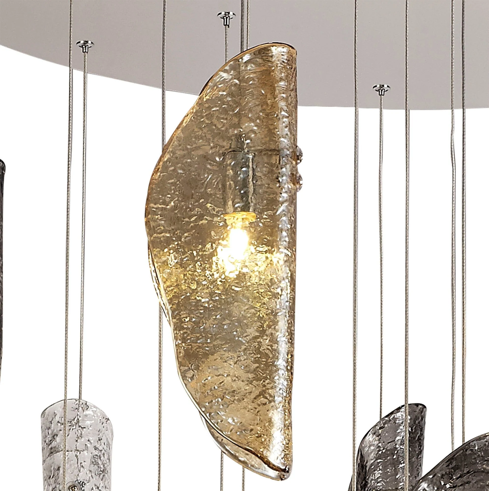 Syros Pendant 5m, 21 x G9, Polished Chrome/Clear & Amber & Smoked Glass Item Weight: 28.1kg - Image 6