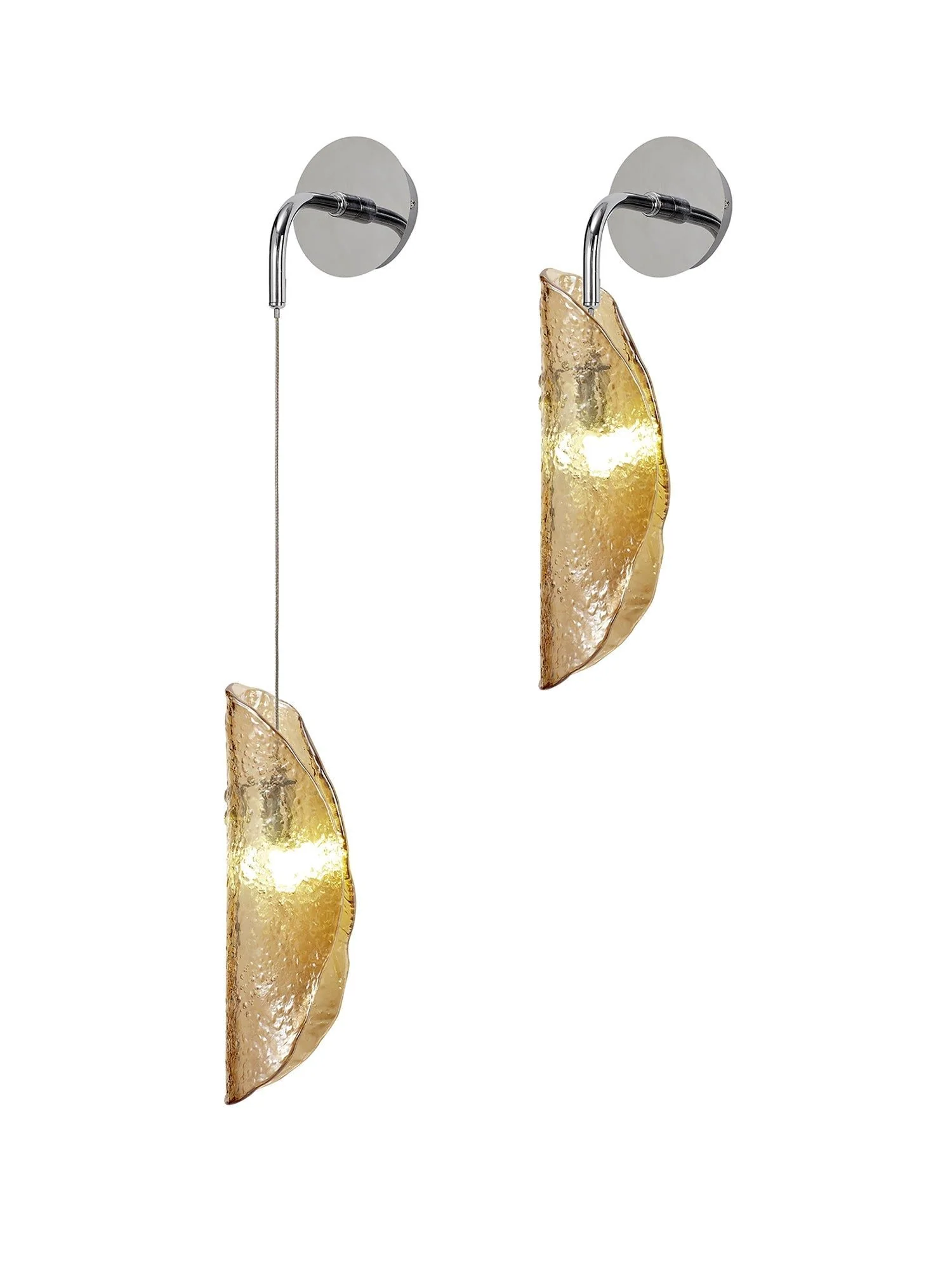 Syros Wall Light, 1 x G9, Polished Chrome/Amber Glass/Smoked Glass/Clear Glass - Image 11