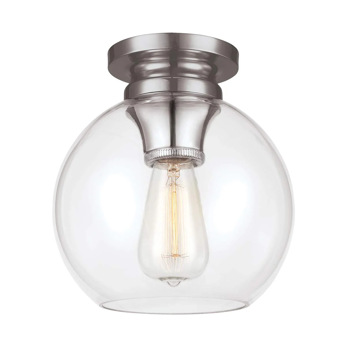 Tabby 1 Light Flush Light - Burnished Brass/Polished Nickel - Image 8