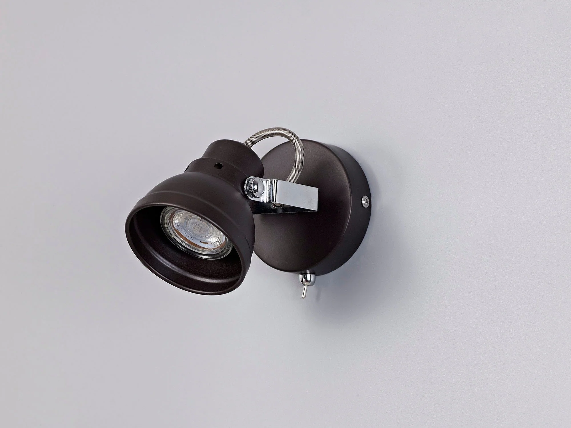 Tabby Adjustable Switched Spotlight, 1 x GU10 (Max 10W LED), Matt Grey & Polished Chrome / Oiled Bronze & Polished Chrome - Image 3