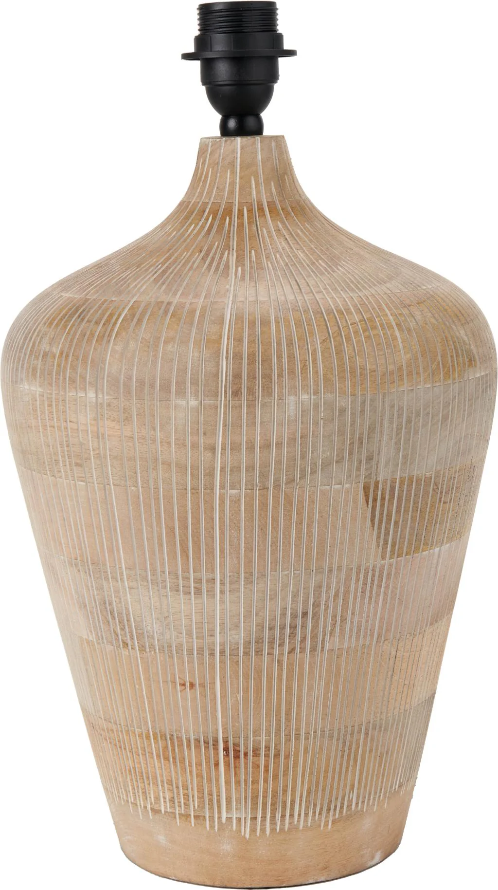 Taika Antique Black/White Textured Wood Table Lamp  - Base Only - Image 2