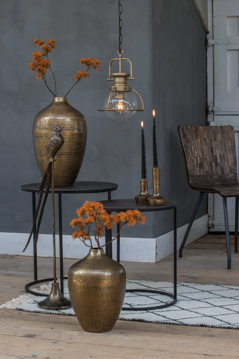 Talca Side Table - Raw Lead Antique Finish - Image 9