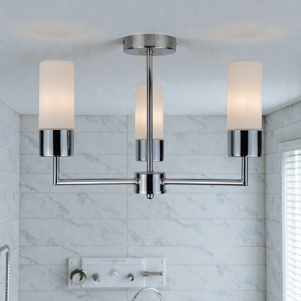 Talia 3/5Lt Bathroom Ceiling Light- Satin Brass/ Polished Chrome Finishes - Image 5