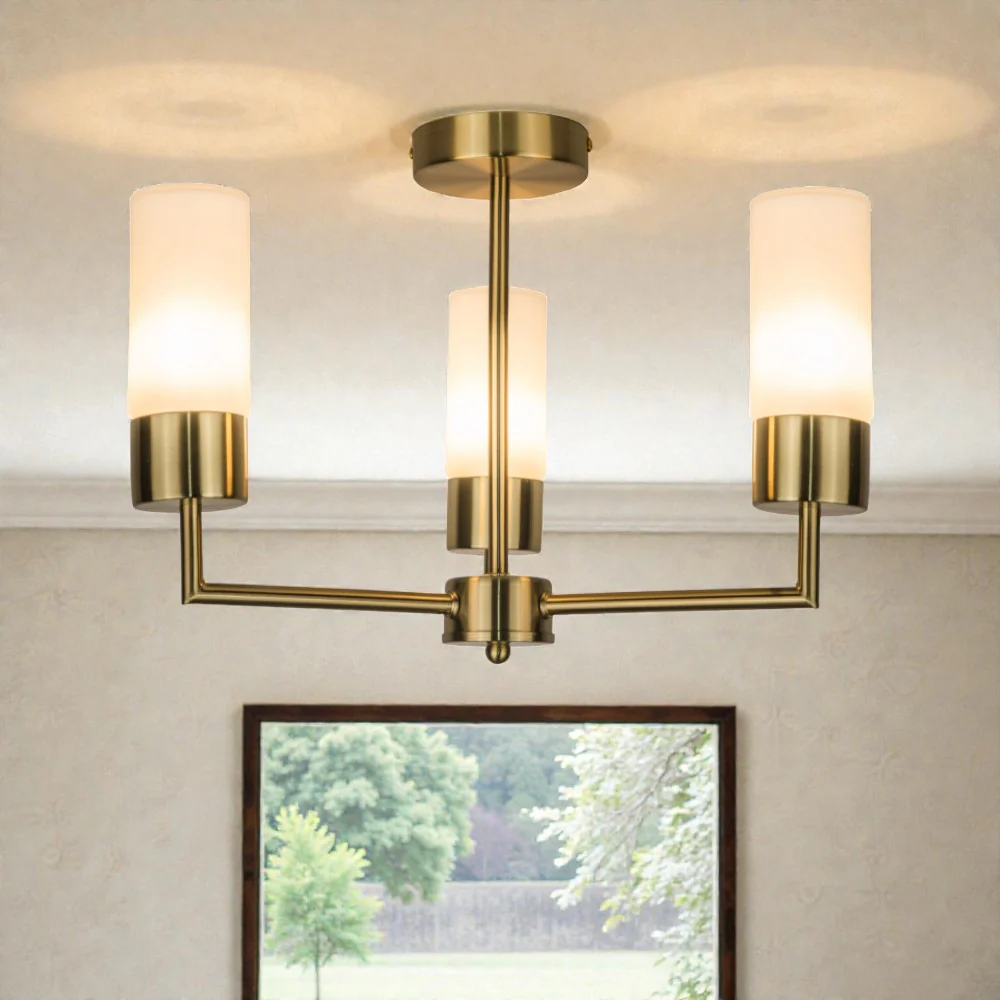 Talia 3/5Lt Bathroom Ceiling Light- Satin Brass/ Polished Chrome Finishes - Image 7