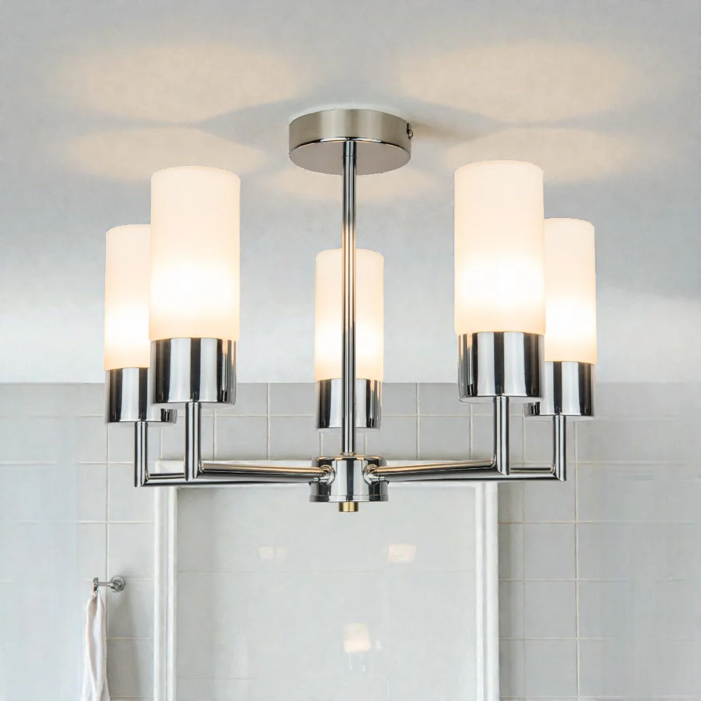 Talia 3/5Lt Bathroom Ceiling Light- Satin Brass/ Polished Chrome Finishes - Image 9