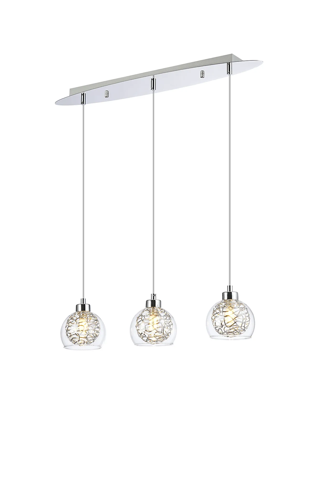 Talia 3/5Lt G9 Linear Pendant, Polished Chrome & Silver/Clear Glass - Image 2