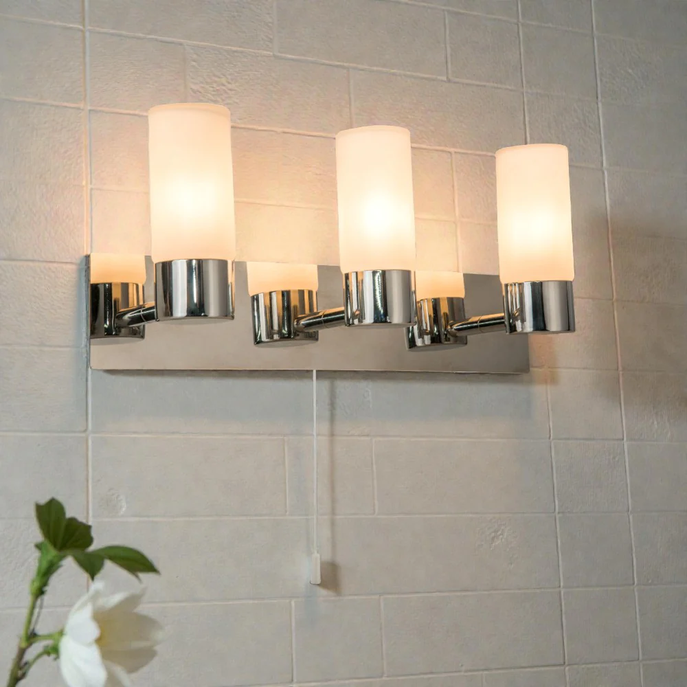 Talia Bathroom Wall Light IP44- Satin Brass/ Polished Chrome Finish - Image 4