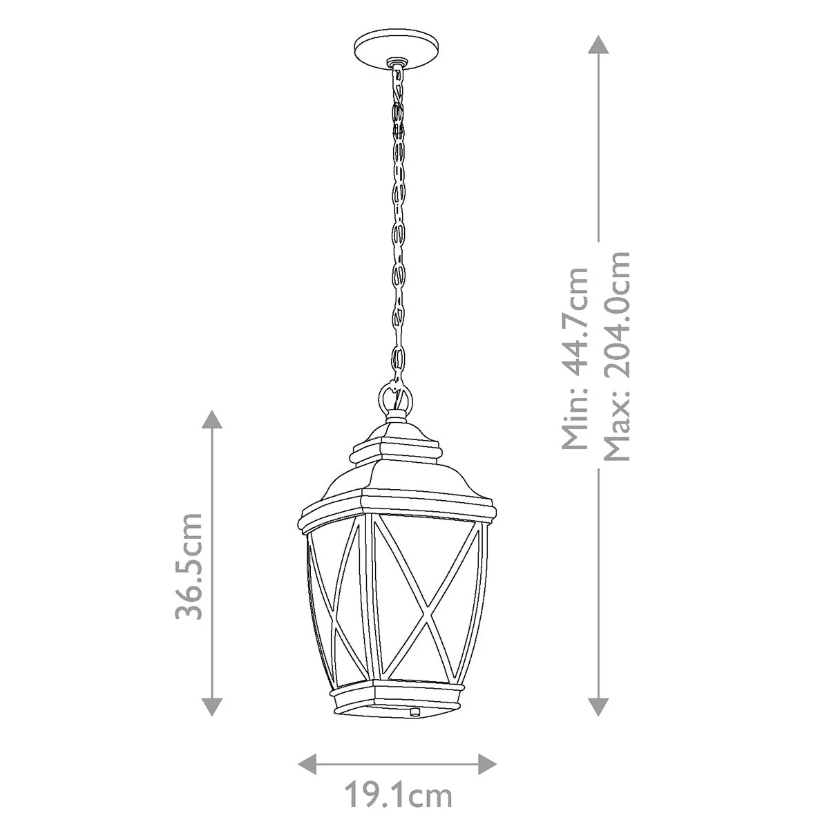Tangier 1 Light Medium Chain Lantern - Olde Bronze IP44 E27 - Image 5