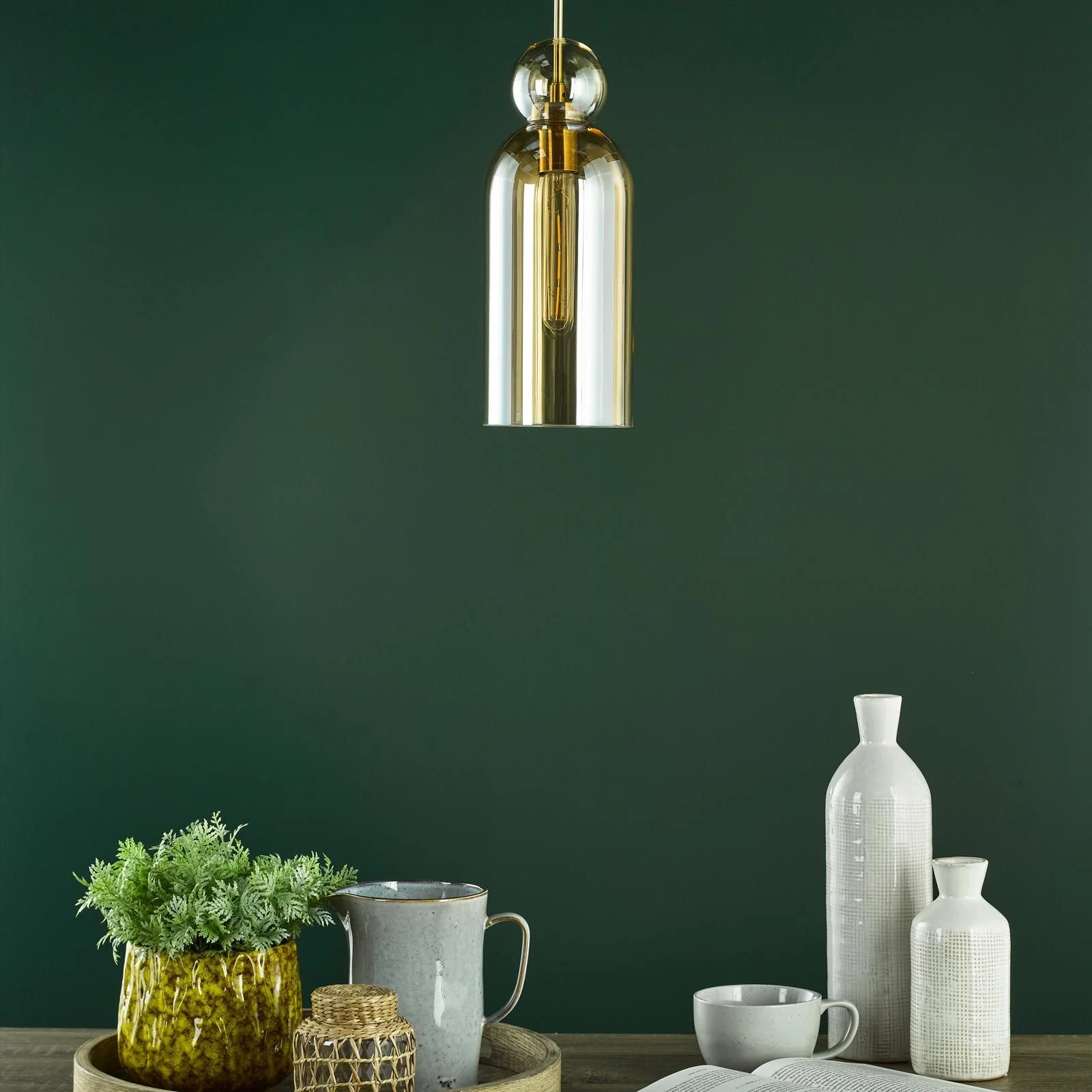 Tao Pendant Brushed Bronze and Amber Glass - Image 10