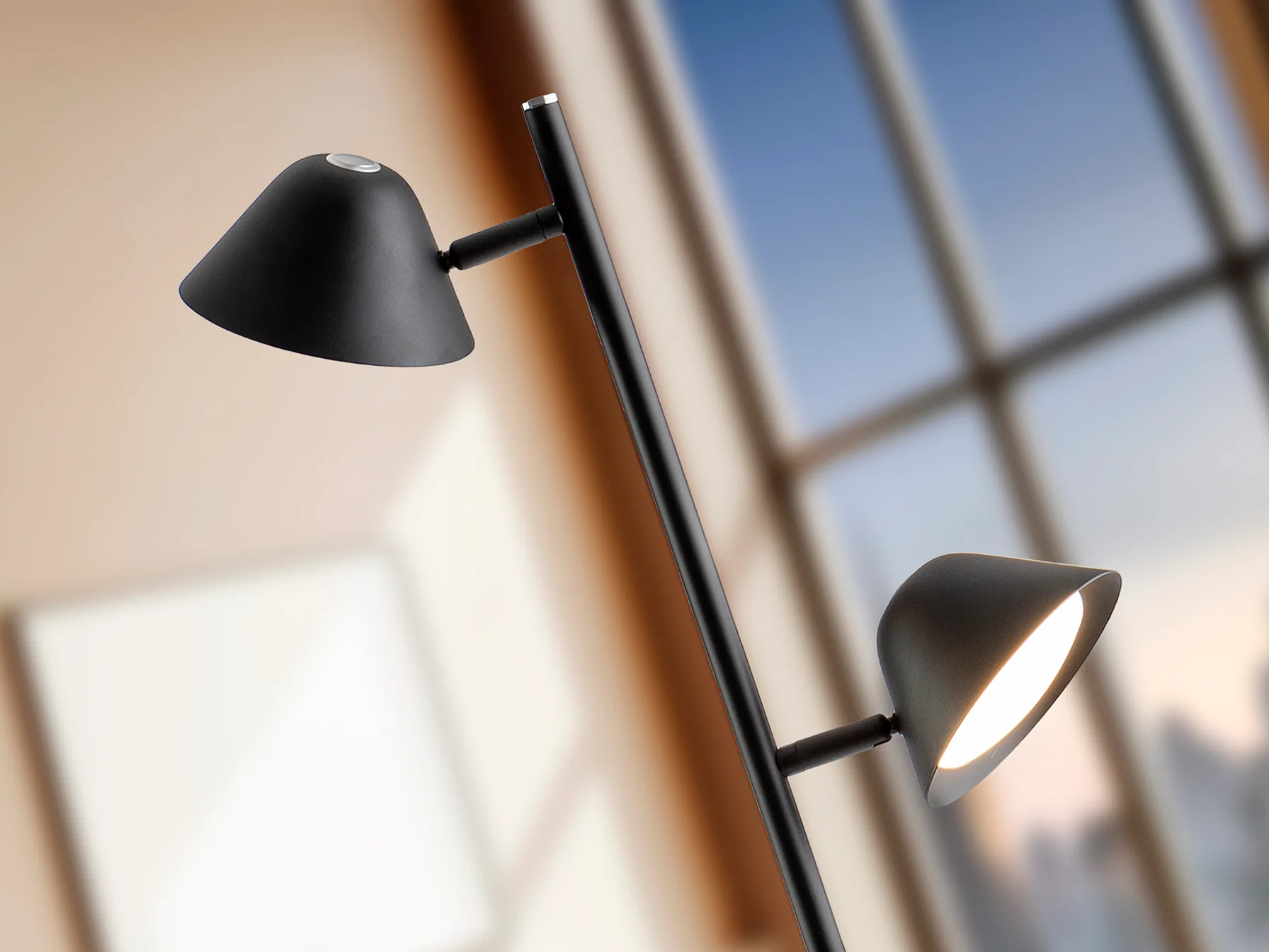 Taros 2Lt Floor Lamp- Black/ White Finish - Image 14