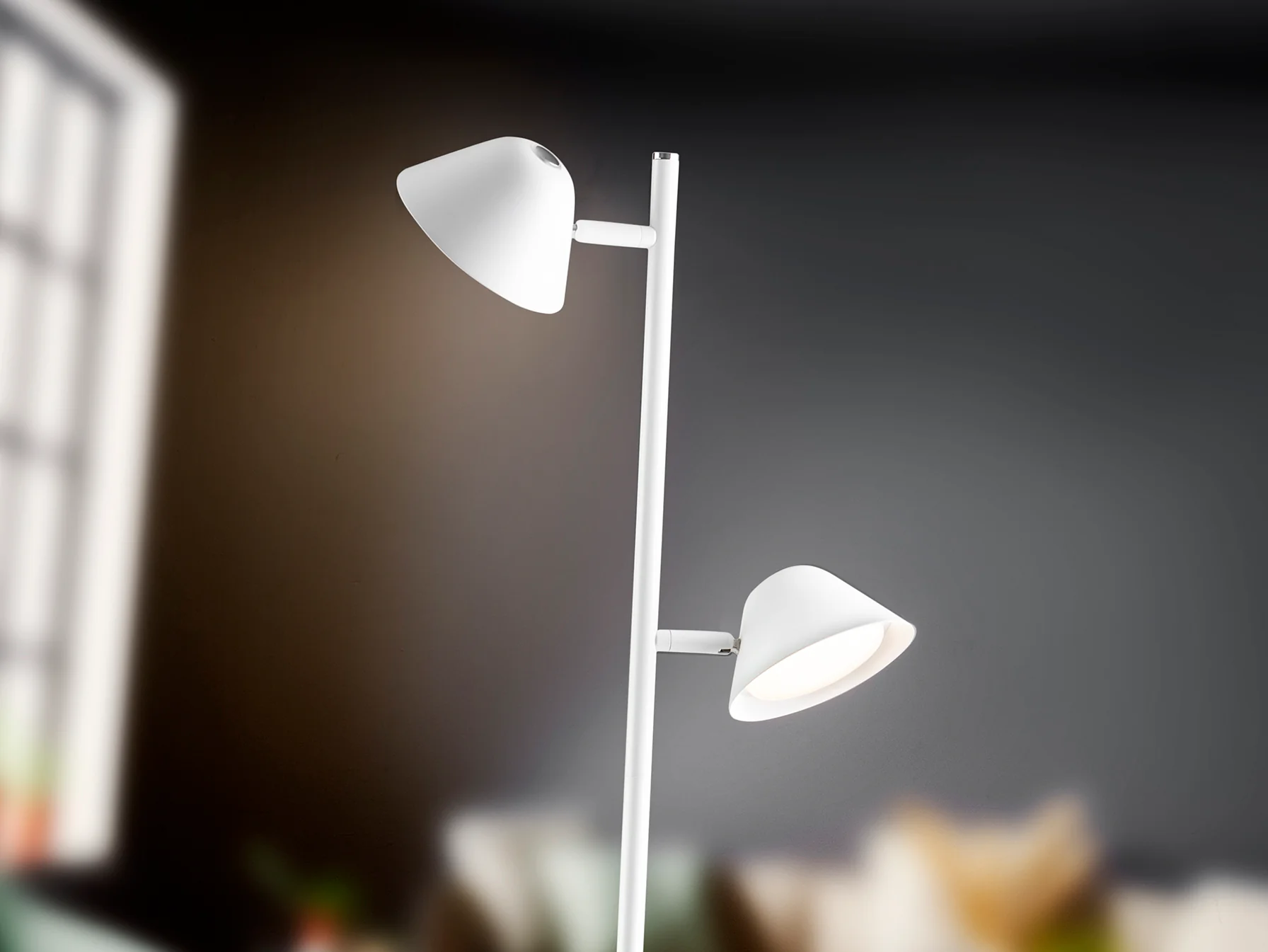 Taros 2Lt Floor Lamp- Black/ White Finish - Image 9