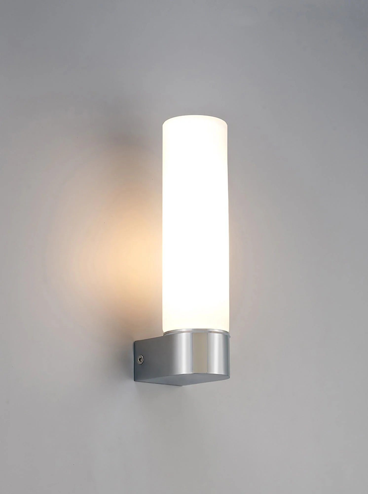 Tasso IP44 1 Light E14 Wall Lamp, Polished Chrome With Opal Tubular Glass - Image 2