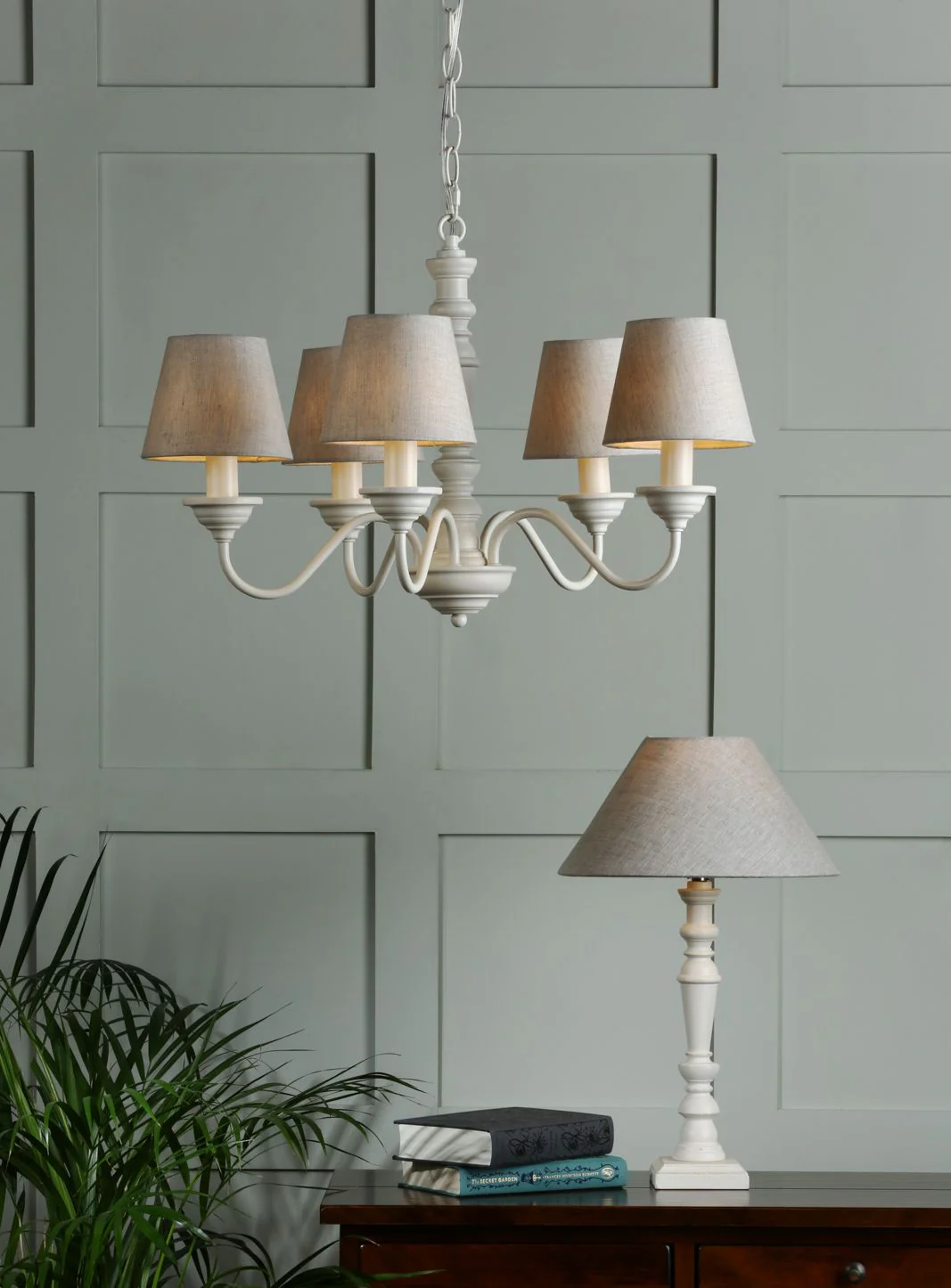 Tate 5lt Pendant Distressed Off White Fitting Only - Image 4