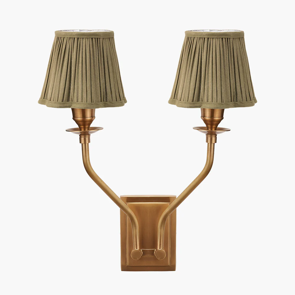 Tatiana Antique Brass Double Wall Light - Various Shades - Image 11