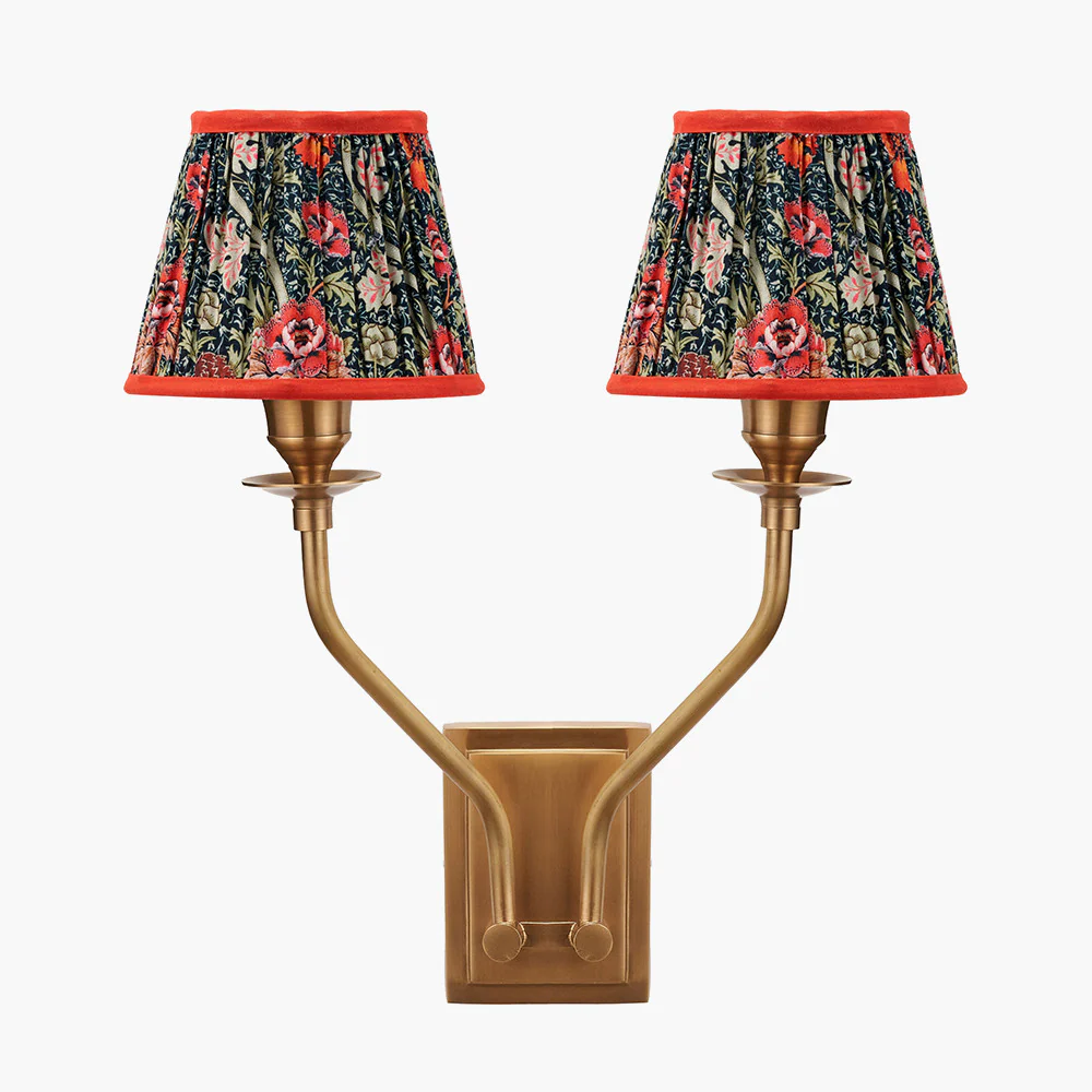 Tatiana Antique Brass Double Wall Light - Various Shades - Image 3