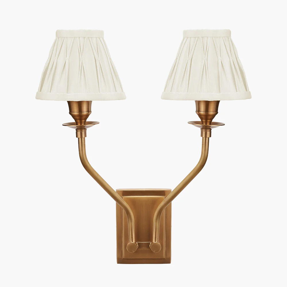 Tatiana Antique Brass Double Wall Light - Various Shades - Image 4