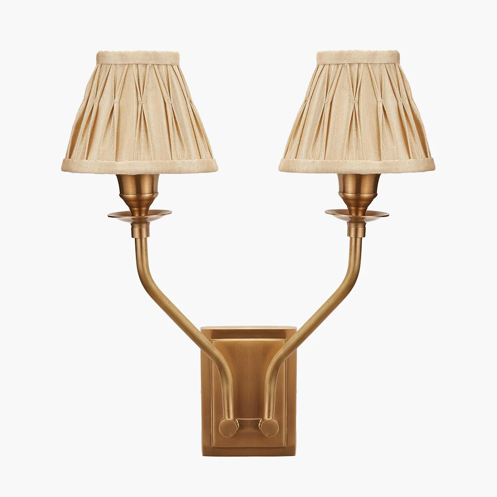 Tatiana Antique Brass Double Wall Light - Various Shades - Image 5