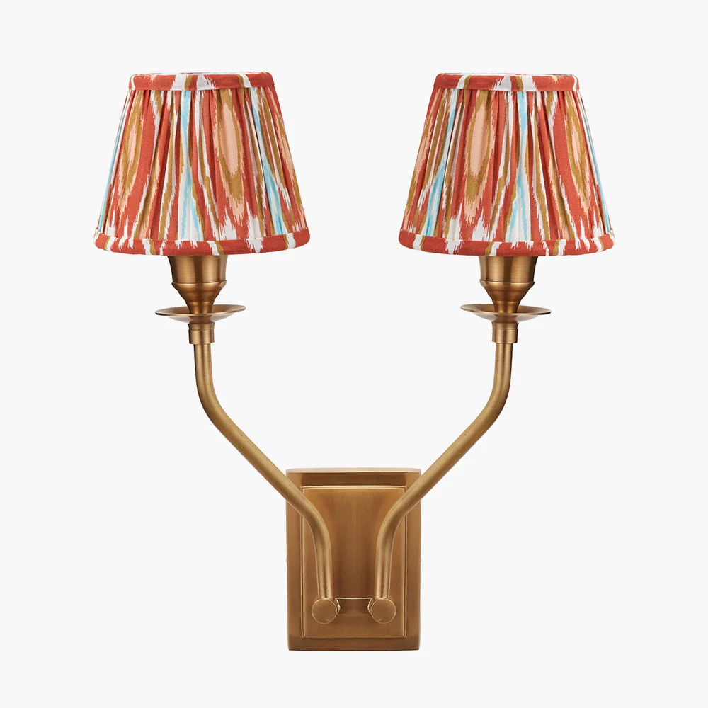 Tatiana Antique Brass Double Wall Light - Various Shades - Image 6