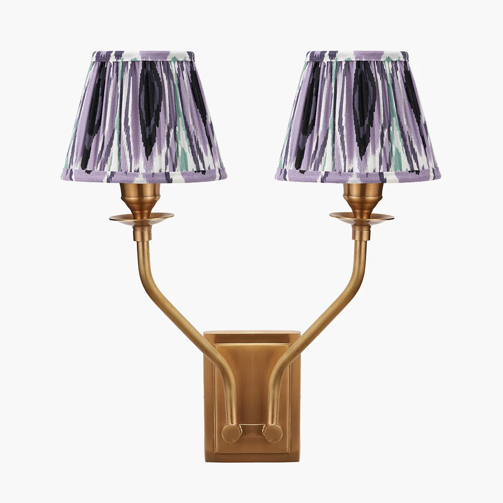Tatiana Antique Brass Double Wall Light - Various Shades - Image 7