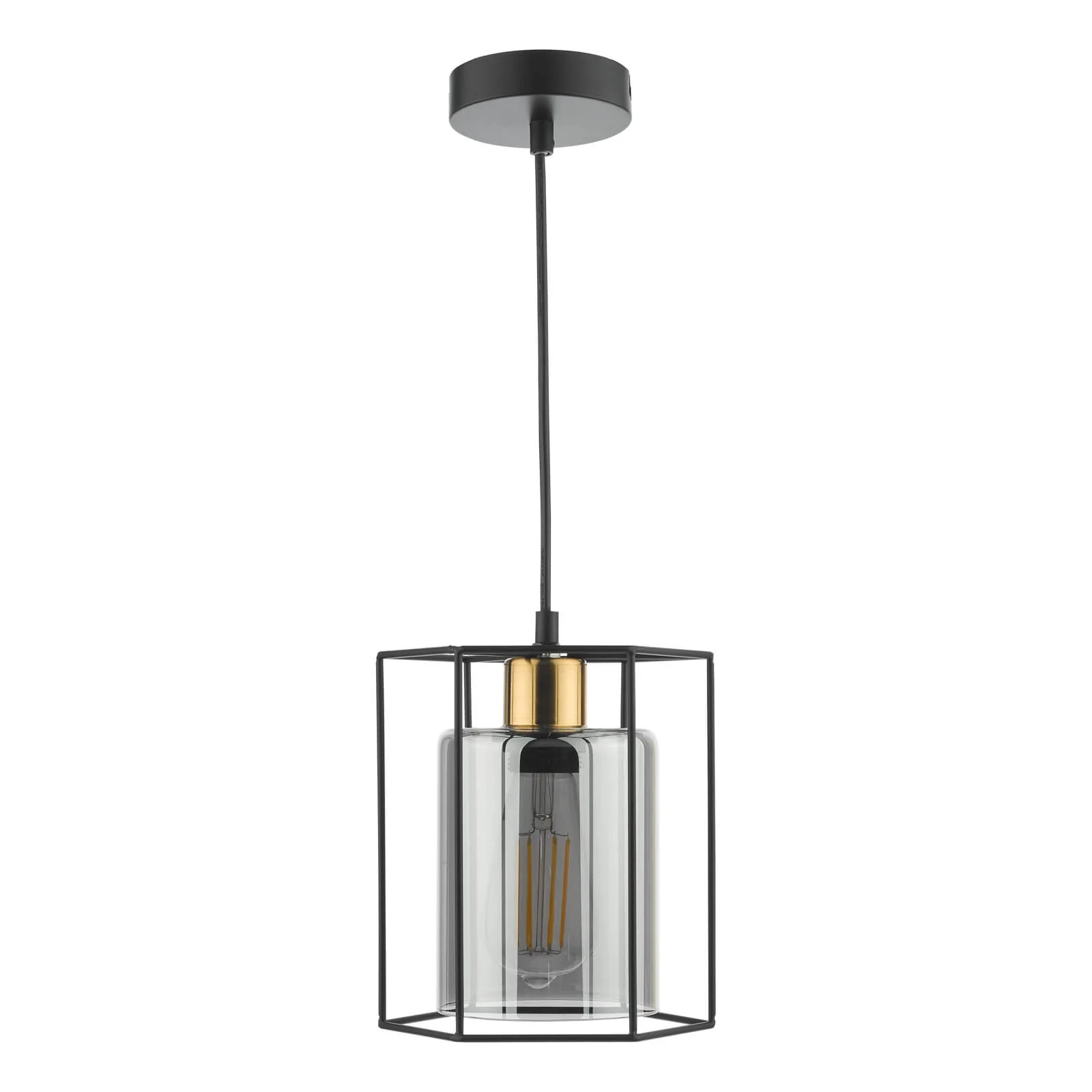 Tatum Pendant Matt Black and Smoked Glass