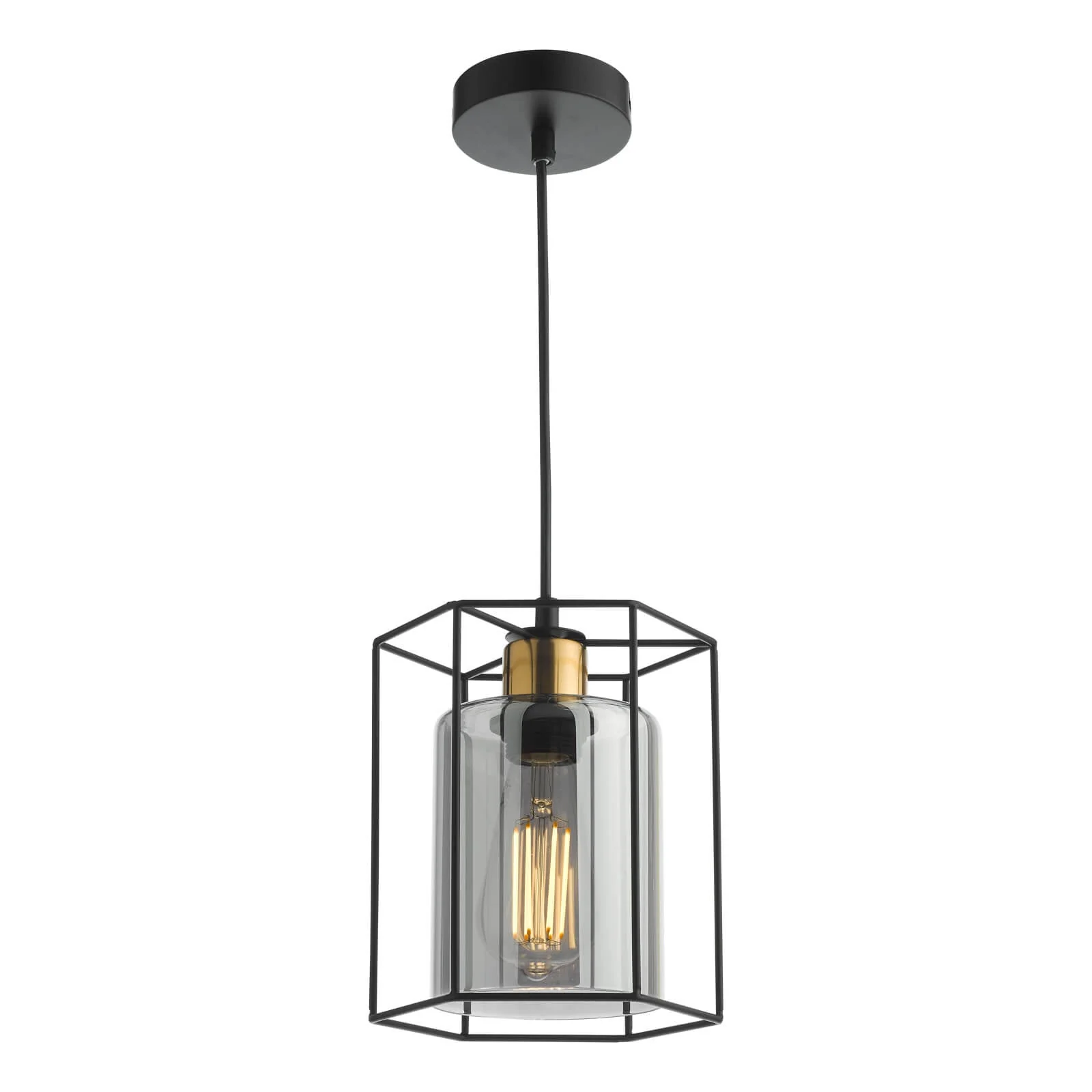 Tatum Pendant Matt Black and Smoked Glass - Image 2