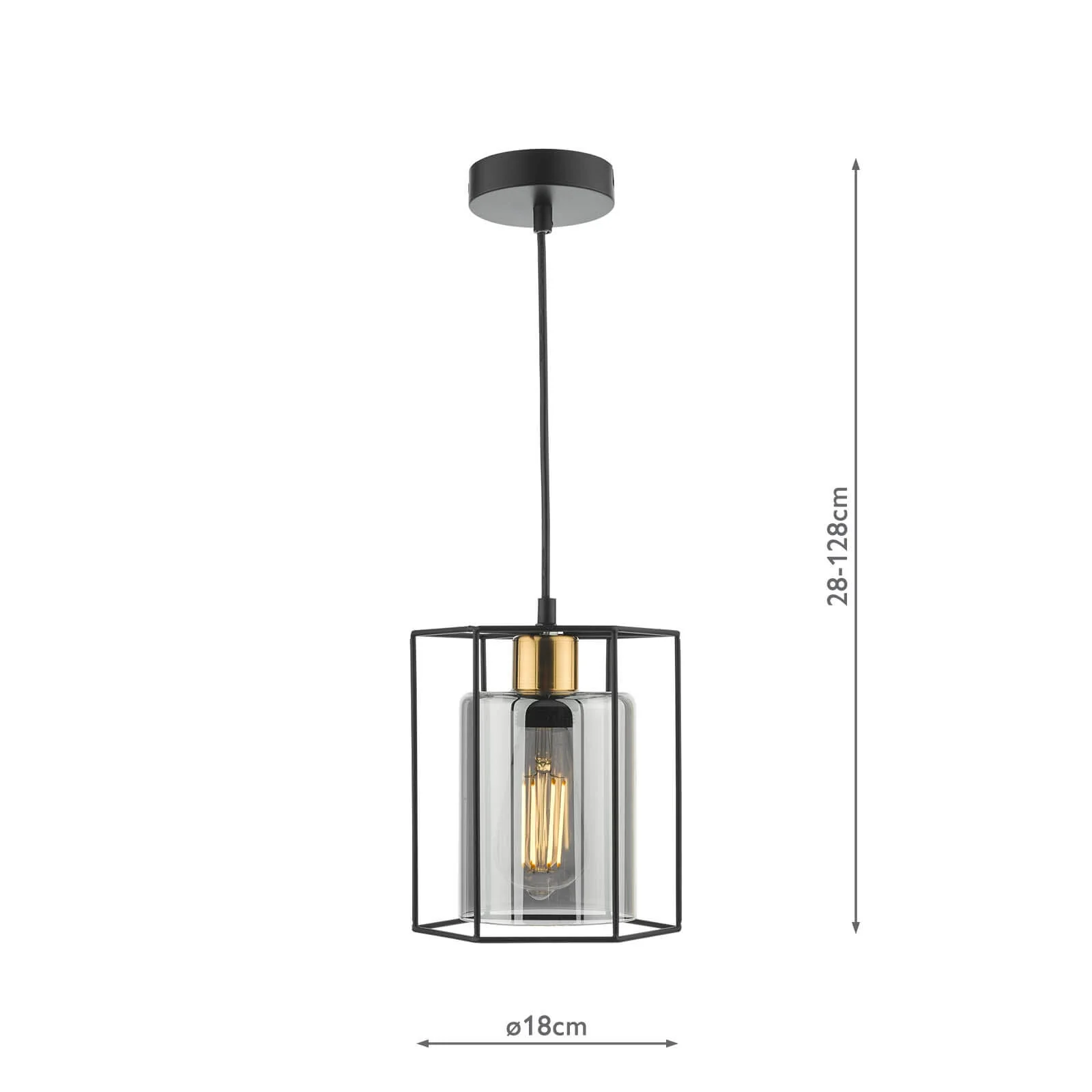 Tatum Pendant Matt Black and Smoked Glass - Image 6