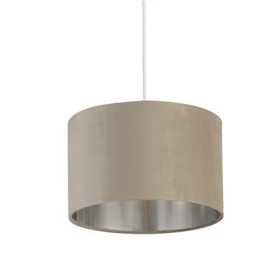 Taupe Velvet Drum Light Shade - 28cm - Image 3