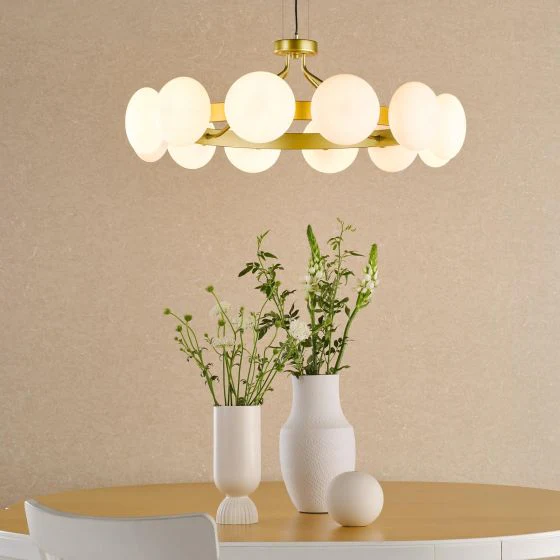 Tauri 12Lt Centre Ceiling Light - Matt Gold & Opal - Image 2
