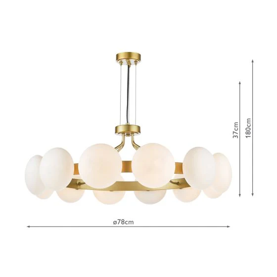 Tauri 12Lt Centre Ceiling Light - Matt Gold & Opal - Image 4