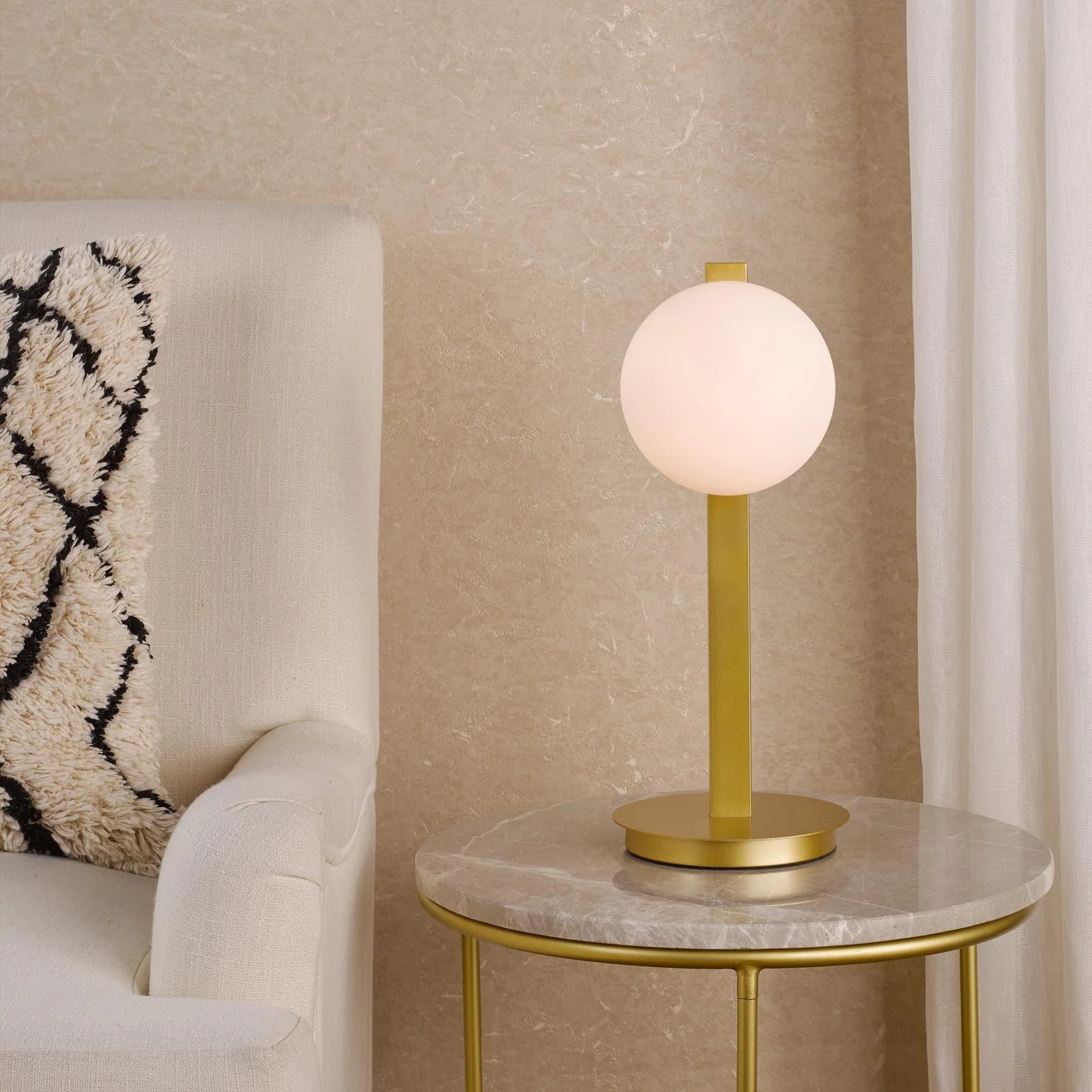 Tauri Table Lamp Matt Gold And Opal Glass G9 - Image 5