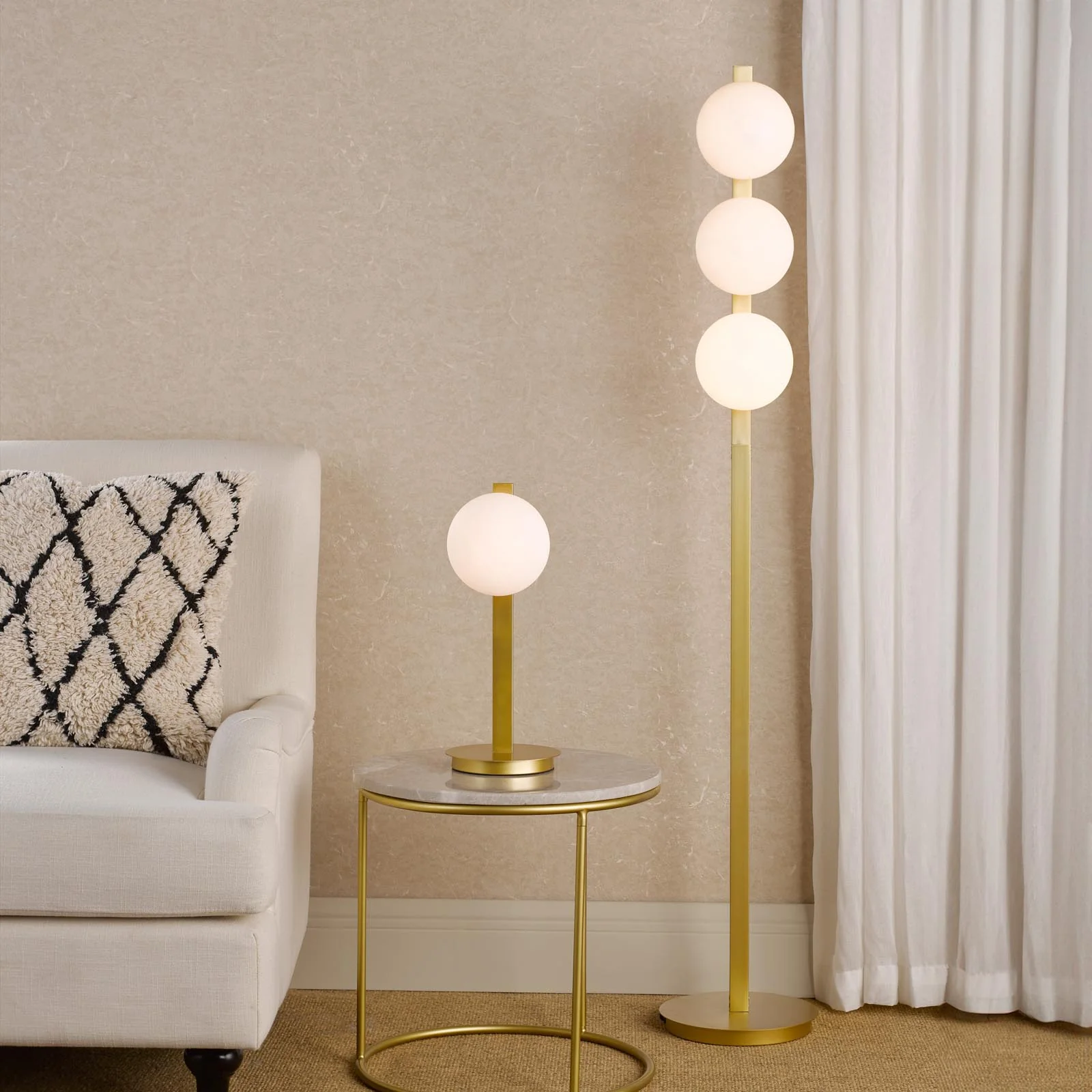 Tauri Table Lamp Matt Gold And Opal Glass G9 - Image 6